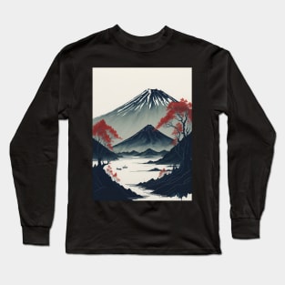 Serene Mount Fuji Sunset - Peaceful River Scenery Long Sleeve T-Shirt